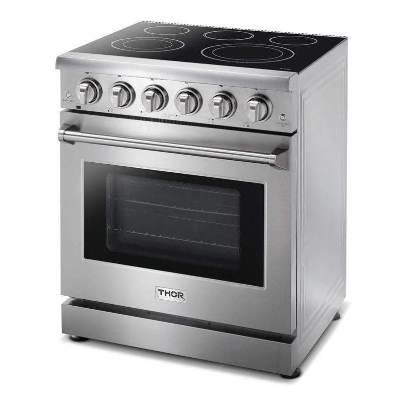 Thor Kitchen 2-Piece Appliance Package - 30-Inch Oven Electric Range andOver-the-Range Microwave & Vent Hood in Stainless Steel