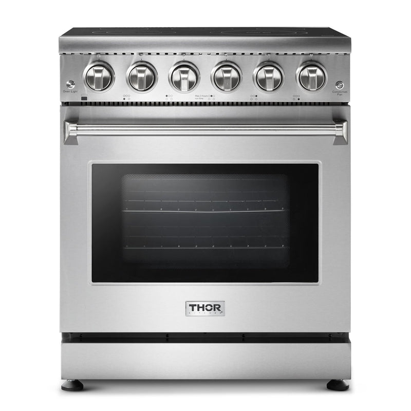 Thor Kitchen 2-Piece Appliance Package - 30-Inch Oven Electric Range andOver-the-Range Microwave & Vent Hood in Stainless Steel