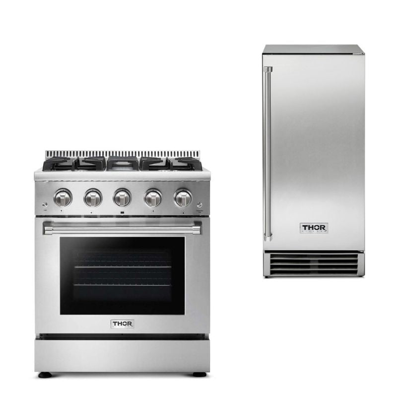 Thor Kitchen Appliance 30 in. Professional Natural Gas Range & Ice Maker Package - TIM-HRG3080U - MyBBQDirect