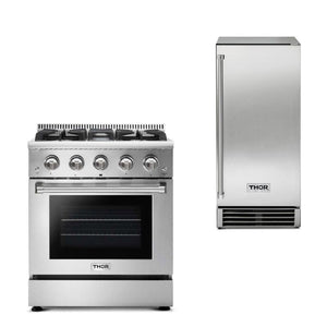 Thor Kitchen Appliance 30 in. Professional Natural Gas Range & Ice Maker Package - TIM-HRG3080U - MyBBQDirect