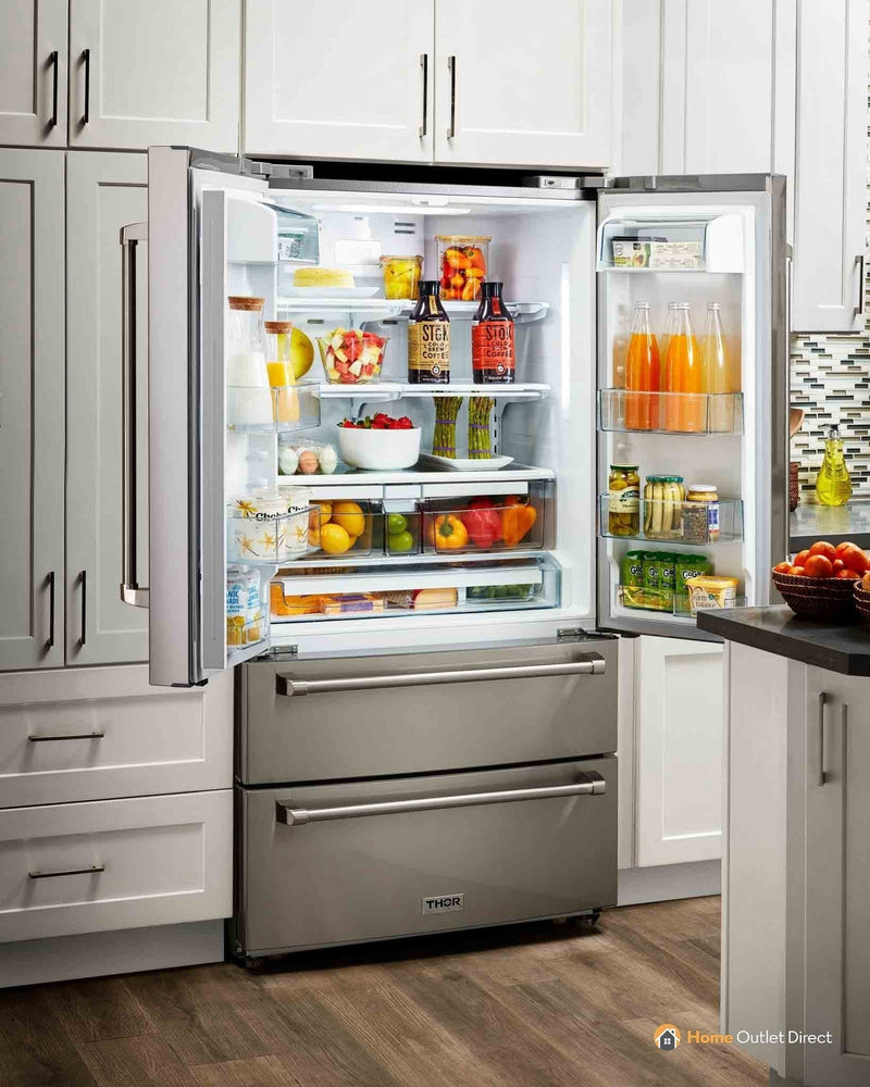 Thor Kitchen 5-Piece Pro Appliance Package - 48-Inch Gas Range, Refrigerator, Dishwasher, Under Cabinet 16.5-Inch Tall Hood & Wine Cooler in Stainless Steel