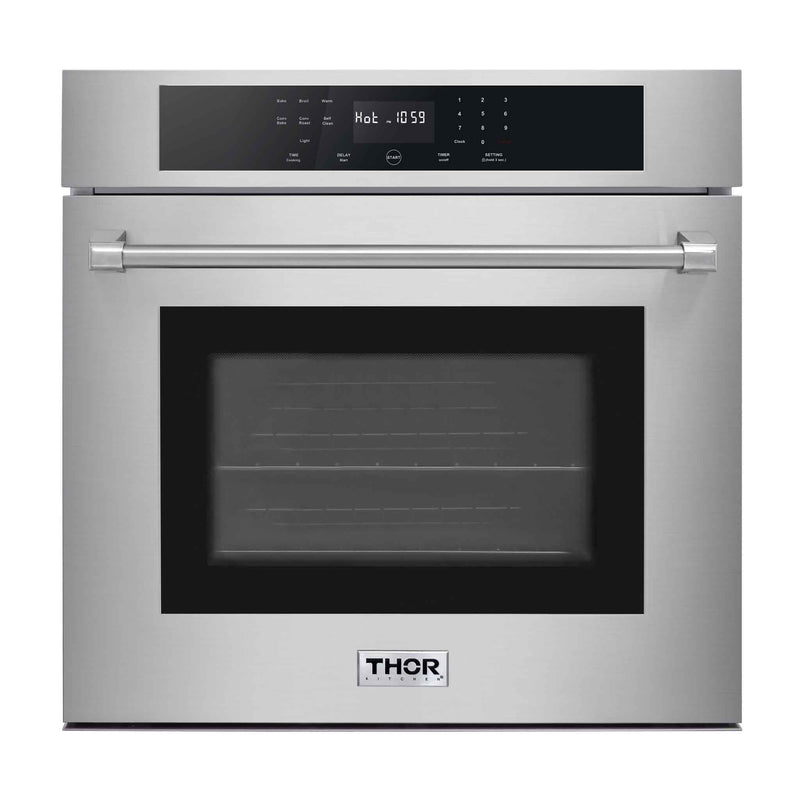 Thor Kitchen 6-Piece Pro Appliance Package - 36-Inch Rangetop, Electric Wall Oven, Pro-Style Wall Mount Hood, Refrigerator, Dishwasher, & Microwave in Stainless Steel