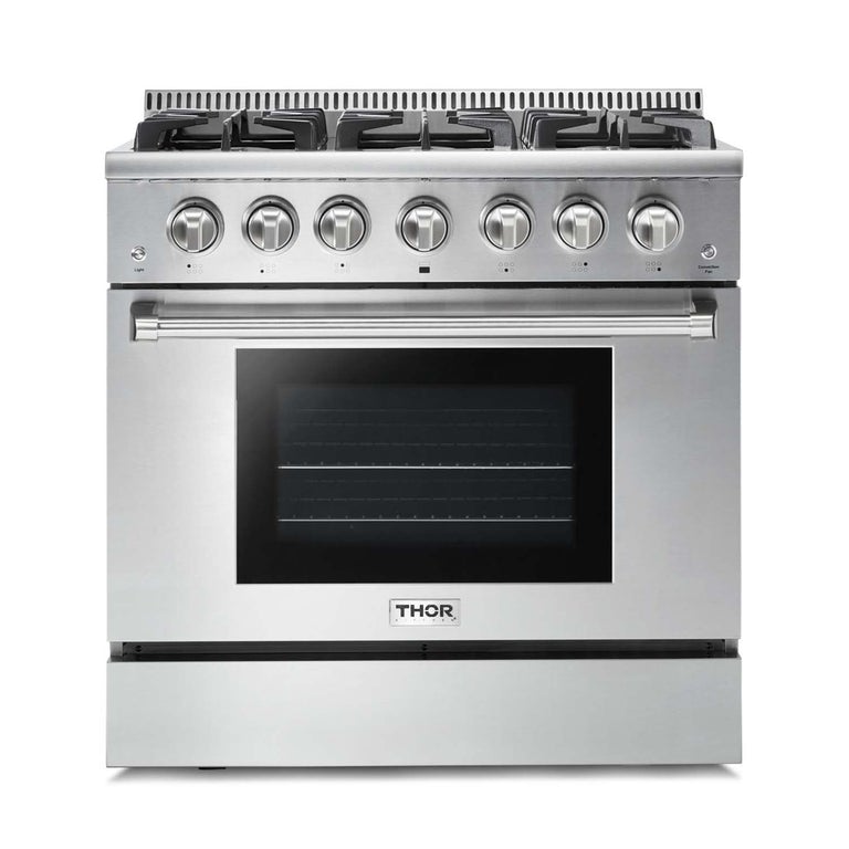 Thor Kitchen Appliance 36 in. Gas Range & Dishwasher Professional Package - HDW-HRG3618U-SS - MyBBQDirect