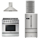 Thor Kitchen Appliance 36 in. Gas Range, Range Hood, Refrigerator & Double Drawer Refrigerator Professional Package - TRF-HRG3618U-2401U