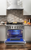 Thor Kitchen Appliance 36 in. Gas Range, Range Hood, Refrigerator & Double Drawer Refrigerator Professional Package - TRF-HRG3618U-2401U