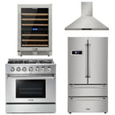 Thor Kitchen Appliance 36 in. Gas Range, Range Hood, Refrigerator & Wine Cooler Professional Package - TWC-HRG3618U-DO
