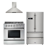 Thor Kitchen Appliance 36 in. Natural Gas Range, Range Hood & Refrigerator Professional Package - HRH-HRG3618U-3607 - MyBBQDirect