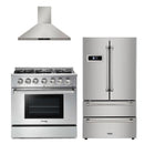 Thor Kitchen Appliance 36 in. Natural Gas Range, Range Hood & Refrigerator Professional Package - HRH-HRG3618U-3607