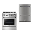 Thor Kitchen Appliance Package - 30 in. Gas Burner/Electric Oven Range and Double Drawer Refrigerator - TRF-HRD3088U-2401U