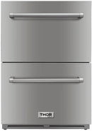 Thor Kitchen Appliance Package - 30 in. Gas Burner/Electric Oven Range and Double Drawer Refrigerator - TRF-HRD3088U-2401U