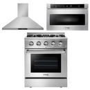 Thor Kitchen Appliance Package - 30 in. Gas Burner/Electric Oven Range, Range Hood, Microwave Drawer