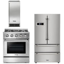 Thor Kitchen Appliance Package - 30 in. Gas Burner/Electric Oven Range, Refrigerator, Ice Maker - TIM-HRD3088U