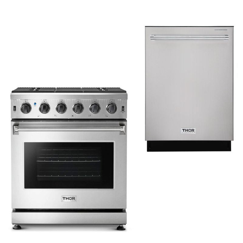 Thor Kitchen Appliance Package 30 in. Gas Range, Dishwasher - HDW-LRG3001U-SS - MyBBQDirect