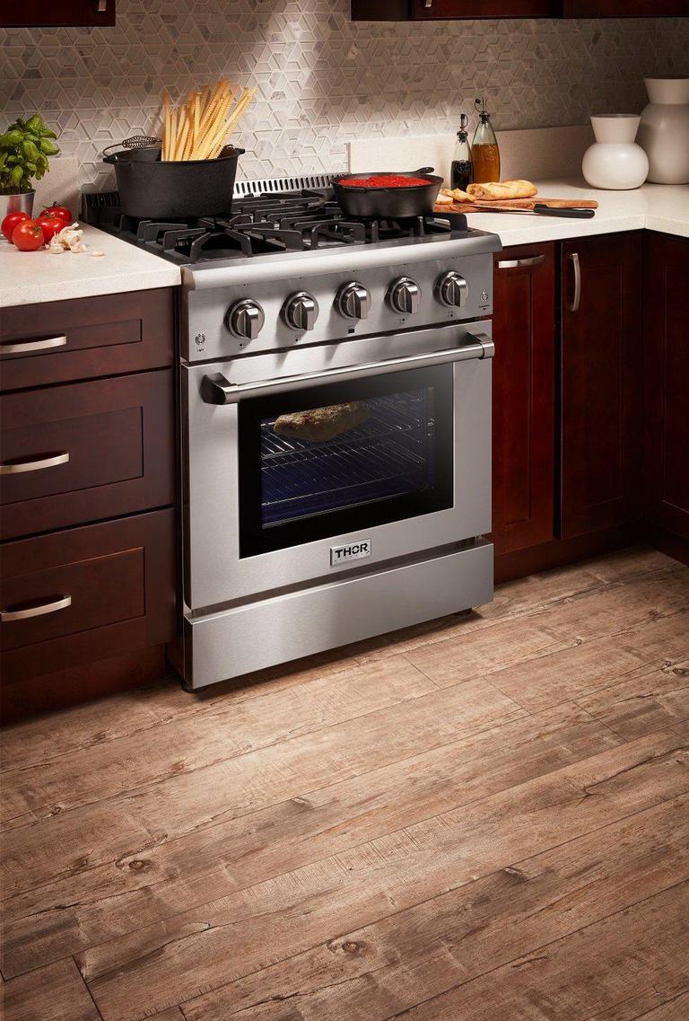 Thor Kitchen Appliance Package - 30 in. Gas Range, Refrigerator & Range Hood - HRH-HRG3080U-3607 - MyBBQDirect