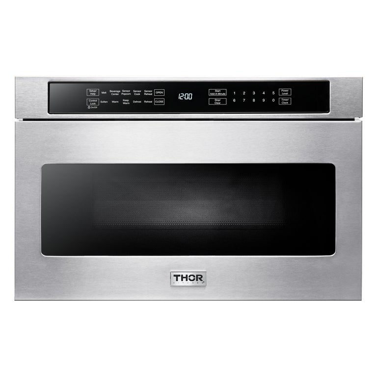 Thor Kitchen Appliance Package - 30 in. Natural Gas Range, Range Hood, Refrigerator, Microwave Drawer - TMD-LRG3001U-2401 - MyBBQDirect