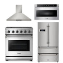Thor Kitchen Appliance Package - 30 in. Natural Gas Range, Range Hood, Refrigerator, Microwave Drawer - TMD-LRG3001U-2401