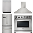 Thor Kitchen Appliance Package - 36 in. Electric Range, Range Hood, Refrigerator, Dishwasher 
