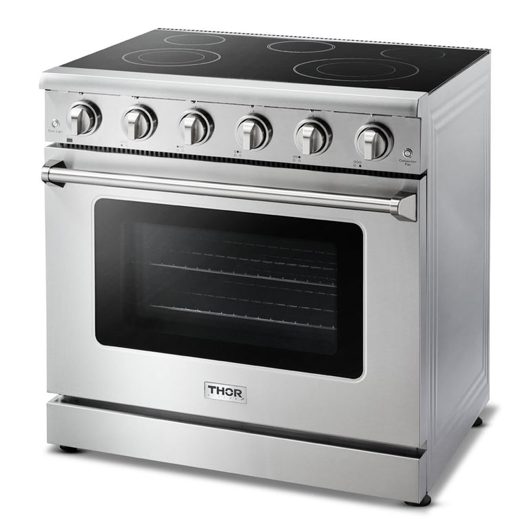 Thor Kitchen Appliance Package - 36 in. Electric Range, Range Hood, Refrigerator, Dishwasher 