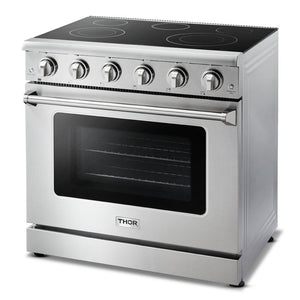 Thor Kitchen Appliance Package - 36 in. Electric Range, Range Hood, Refrigerator, Dishwasher 