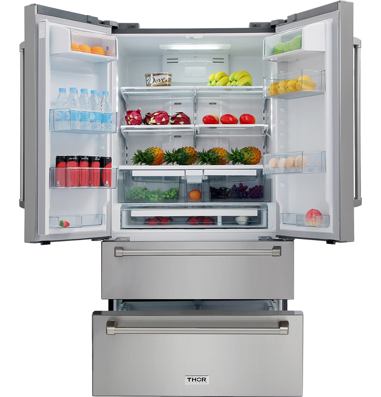 Thor Kitchen Appliance Package - 36 in. Electric Range, Range Hood, Refrigerator, Dishwasher 