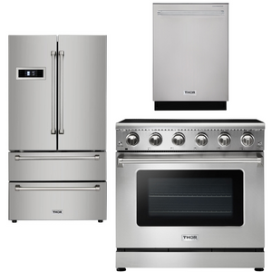Thor Kitchen Appliance Package - 36 in. Electric Range, Refrigerator, Dishwasher