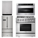 Thor Kitchen Appliance Package - 36 in. Gas Burner/Electric Oven Range, Microwave Drawer, Refrigerator, Dishwasher