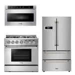 Thor Kitchen Appliance Package - 36 in. Gas Burner/Electric Oven Range, Microwave Drawer, Refrigerator - TMD-HRD3606U-2401 - MyBBQDirect