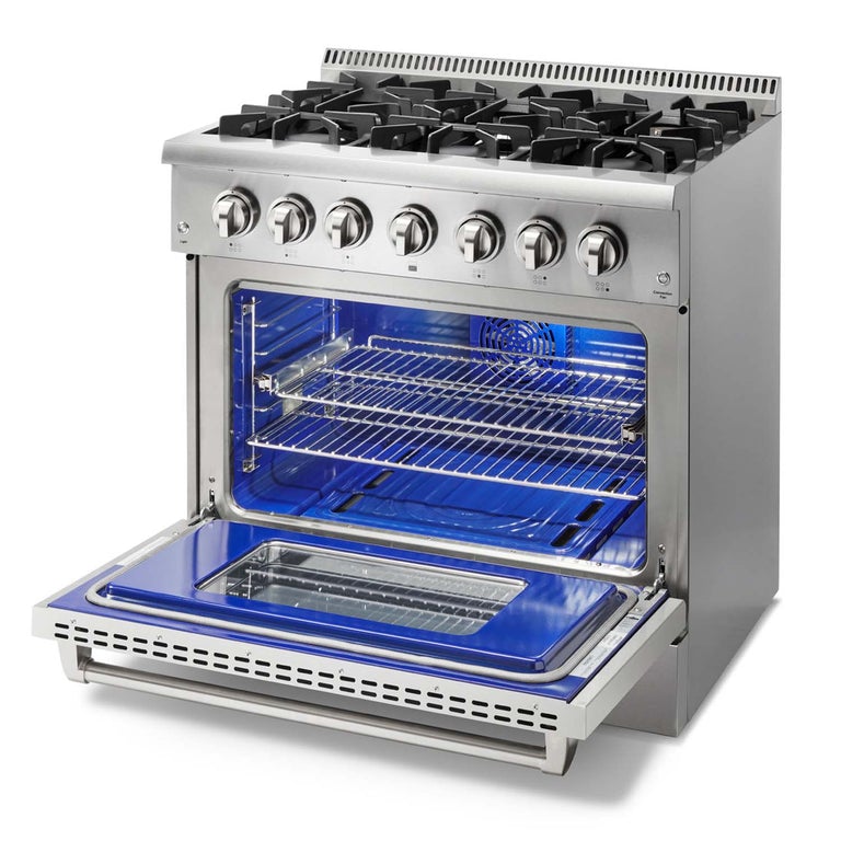Thor Kitchen Appliance Package - 36 in. Gas Burner/Electric Oven Range, Microwave Drawer, Refrigerator - TMD-HRD3606U-2401 - MyBBQDirect