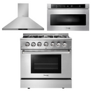 Thor Kitchen Appliance Package - 36 in. Gas Burner/Electric Oven Range, Range Hood, Microwave Drawer