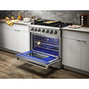 Thor Kitchen Appliance Package - 36 in. Gas Burner/Electric Oven Range, Range Hood, Microwave Drawer