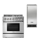 Thor Kitchen Appliance Package - 36 in. Gas Burner/Electric Oven Range & Ice Maker Package - TIM-HRD3606U-1501