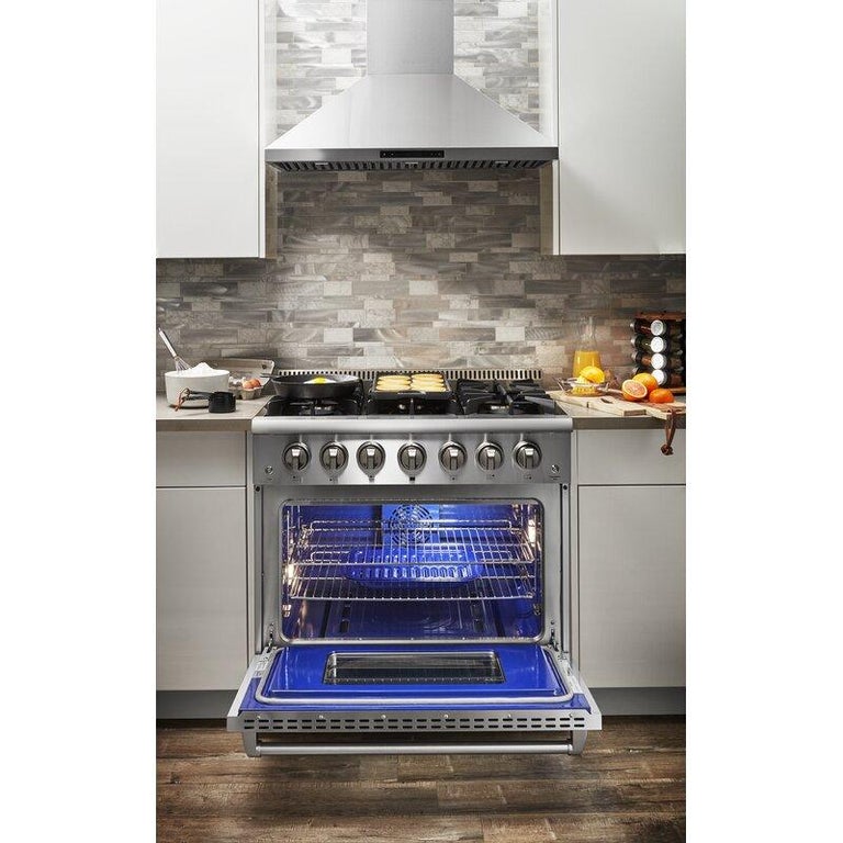 Thor Kitchen Appliance Package - 36 in. Gas Burner/Electric Oven Range & Ice Maker Package - TIM-HRD3606U-1501 - MyBBQDirect