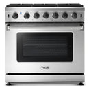 Thor Kitchen Appliance Package - 36 in. Gas Range, Range Hood, Refrigerator, Microwave Drawer - TMD-LRG3601U-2401