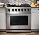 Thor Kitchen Appliance Package - 36 in. Gas Range, Range Hood, Refrigerator, Wine Cooler - HRH-LRG3601U-WC24