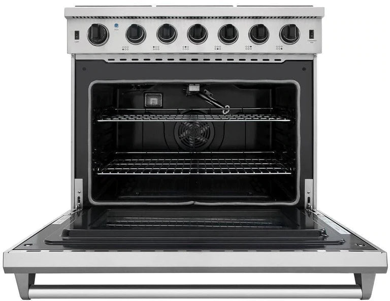Thor Kitchen Appliance Package - 36 in. Gas Range, Range Hood, Refrigerator, Wine Cooler - HRH-LRG3601U-WC24 - MyBBQDirect