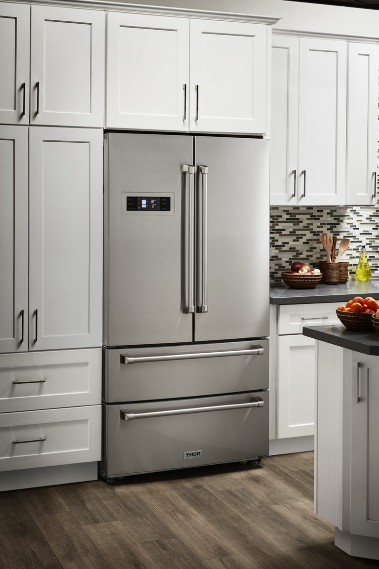 Thor Kitchen Appliance Package - 36 in. Gas Range, Refrigerator, Microwave Drawer - TMD-LRG3601U - MyBBQDirect