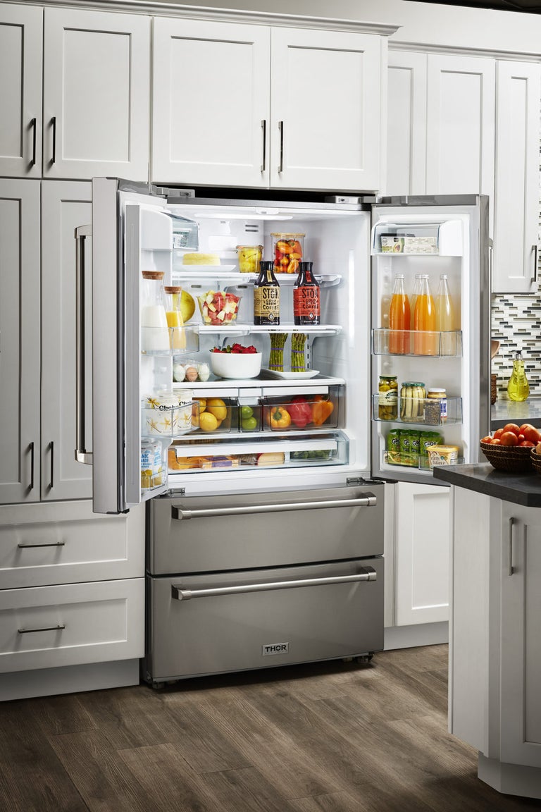 Thor Kitchen Appliance Package - 36 in. Gas Range, Refrigerator, Microwave Drawer - TMD-LRG3601U - MyBBQDirect