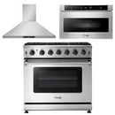 Thor Kitchen Appliance Package - 36 in. Natural Gas Range, Range Hood, Microwave Drawer