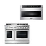 Thor Kitchen Appliance Package - 48 in. Gas Burner, Electric Oven Range and Microwave Drawer - TMD-HRD4803U-2401 - MyBBQDirect