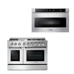 Thor Kitchen Appliance Package - 48 in. Gas Burner, Electric Oven Range and Microwave Drawer - TMD-HRD4803U-2401 - MyBBQDirect