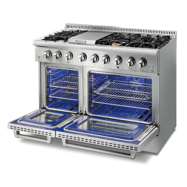 Thor Kitchen Appliance Package - 48 in. Gas Burner, Electric Oven Range and Microwave Drawer - TMD-HRD4803U-2401 - MyBBQDirect