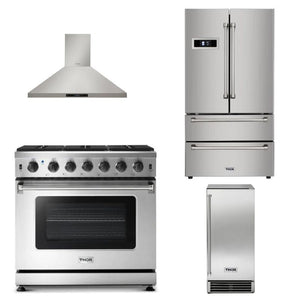 Thor Kitchen Appliance Package - 48 in. Gas Burner/Electric Oven Range, Range Hood, Refrigerator, Ice Maker - TIM-HRD4803U-1501 - MyBBQDirect