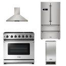 Thor Kitchen Appliance Package - 48 in. Gas Burner/Electric Oven Range, Range Hood, Refrigerator, Ice Maker - TIM-HRD4803U-1501
