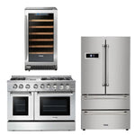 Thor Kitchen Appliance Package - 48 in. Gas Burner/Electric Oven Range, Refrigerator, Wine Cooler - HWC-HRD4803U-5U - MyBBQDirect