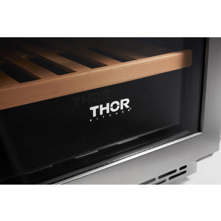 Thor Kitchen Appliance Package - 48 in. Gas Burner/Electric Oven Range, Refrigerator, Wine Cooler - HWC-HRD4803U-5U - MyBBQDirect