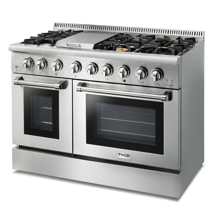Thor Kitchen Appliance Package - 48 in. Gas Burner/Electric Oven Range, Refrigerator, Wine Cooler - HWC-HRD4803U-5U - MyBBQDirect