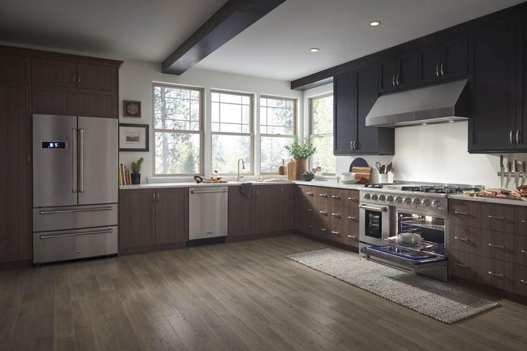 Thor Kitchen Appliance Package - 48 in. Gas Burner/Electric Oven Range, Refrigerator, Wine Cooler - HWC-HRD4803U-5U - MyBBQDirect