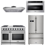 Thor Kitchen Appliance Package - 48 in. Gas Range, Microwave Drawer, Refrigerator, Range Hood - TMD-LRG4807U-2401 - MyBBQDirect