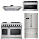 Thor Kitchen Appliance Package - 48 in. Gas Range, Microwave Drawer, Refrigerator, Range Hood - TMD-LRG4807U-2401