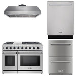 Thor Kitchen Appliance Package - 48 in. Gas Range, Range Hood, Double Drawer Refrigerator, Dishwasher - TRF-LRG4807U-601F - MyBBQDirect